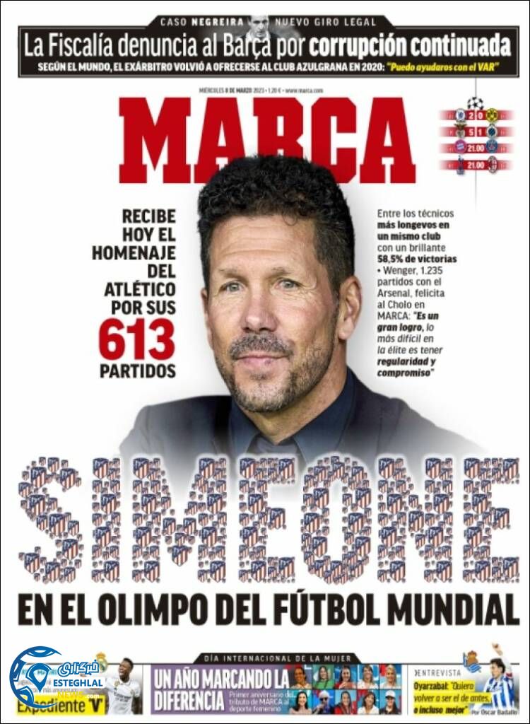 روزنامه ورزشی مارکا چهارشنبه 17 اسفند 1401 