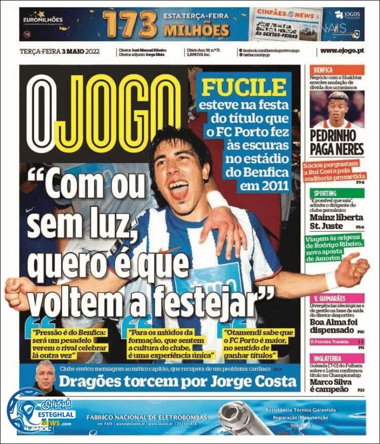 روزنامه ورزشی اوجوگو سه شنبه 13 اردیبهشت 1401