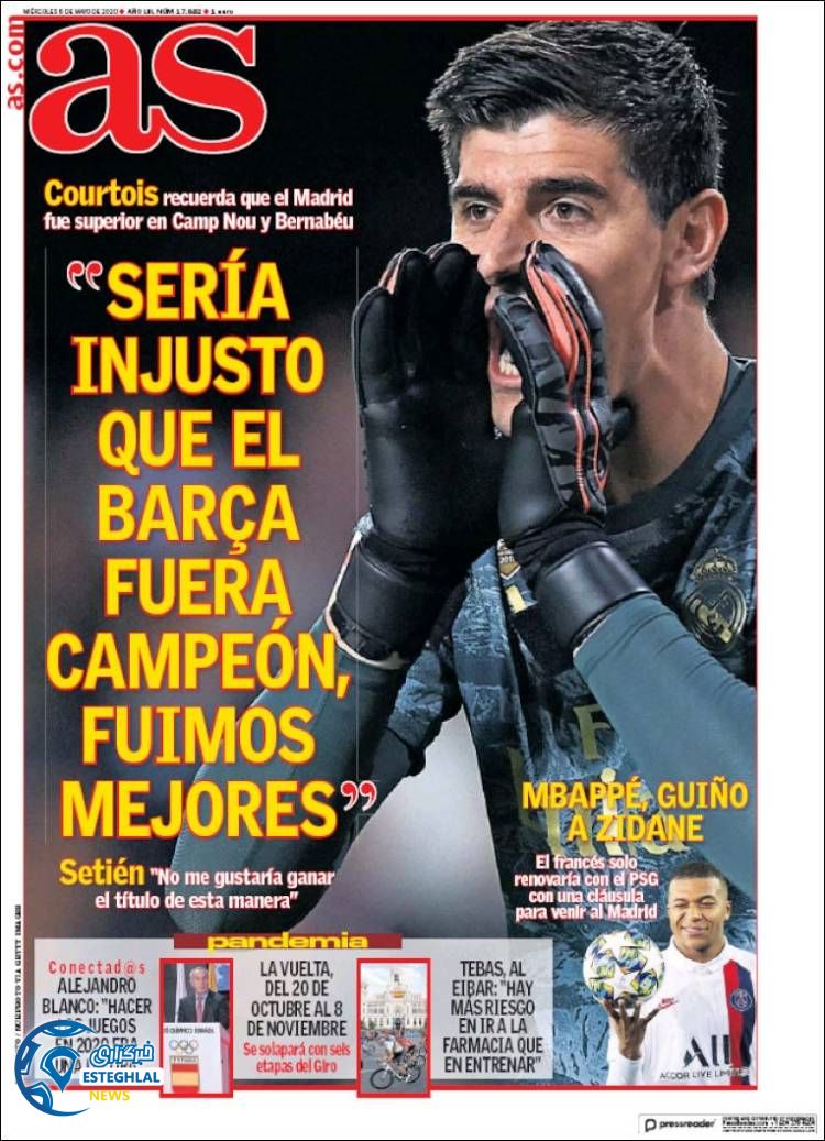 روزنامه ورزشی آاس چهارشنبه 17 اردیبهشت 1399