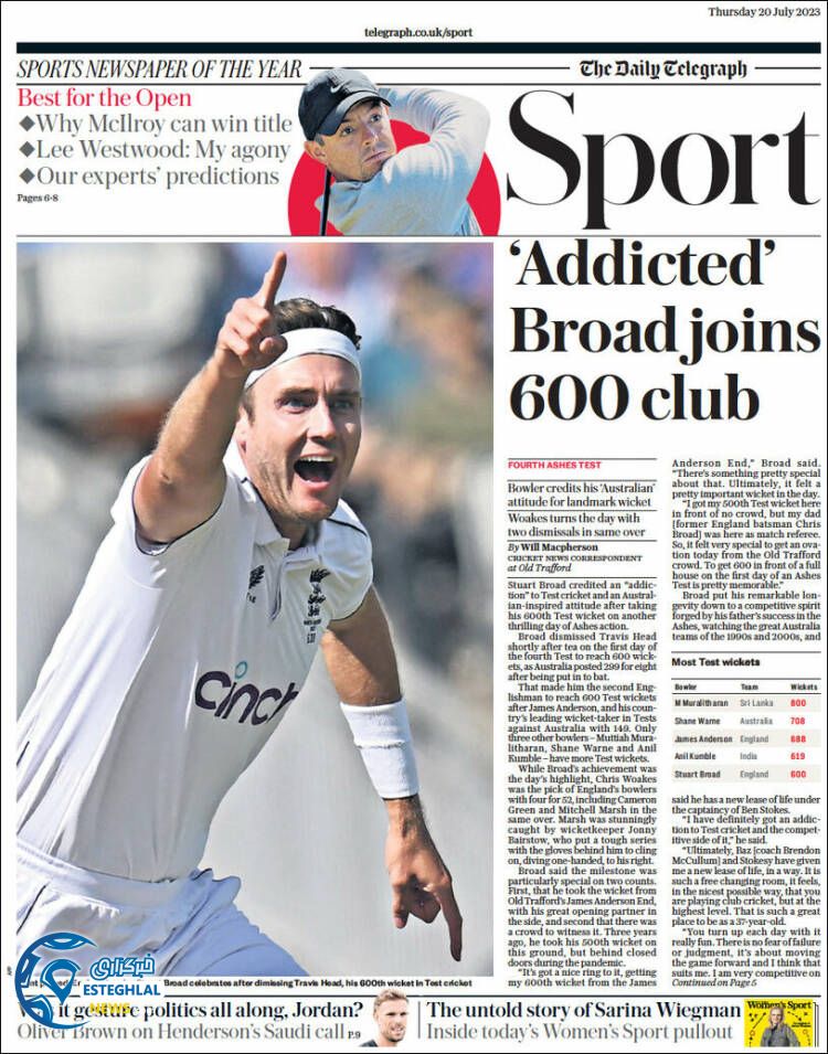 روزنامه ورزشی تلگراف اسپورت پنجشنبه 29 تیر 1402 