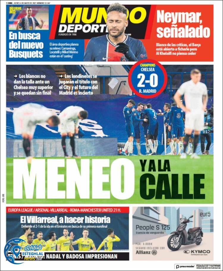 روزنامه ورزشی موندو دپورتیوو پنجشنبه 16 اردیبهشت 1400