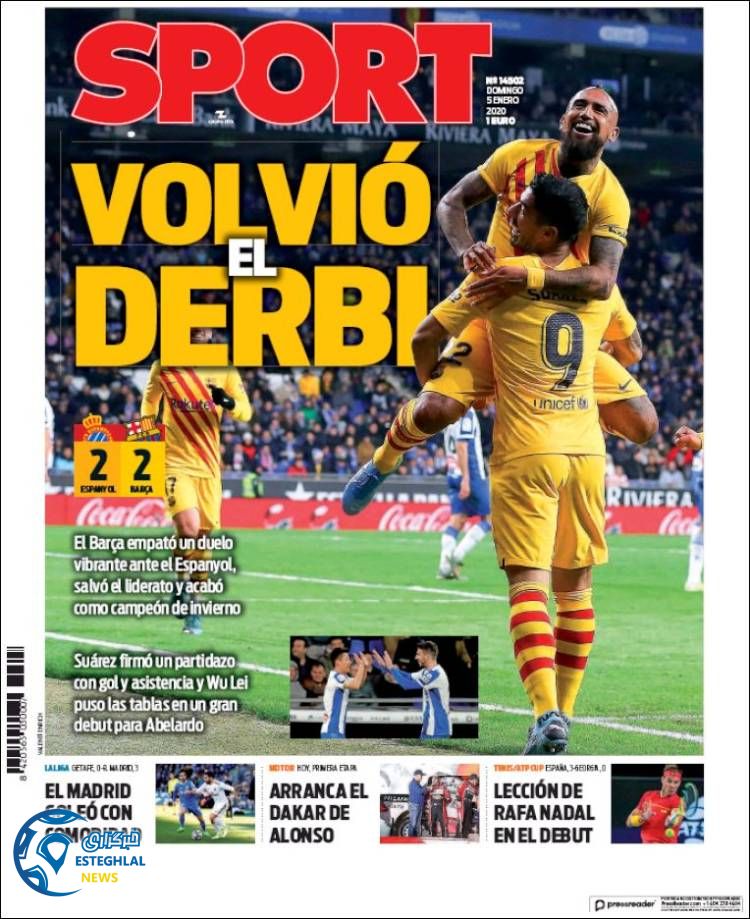 روزنامه ورزشی اسپورت یکشنبه 15 دی 1398