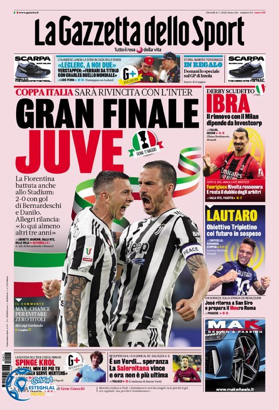 روزنامه ورزشی گاتزتا دلو اسپورت پنجشنبه 1 اردیبهشت 1401