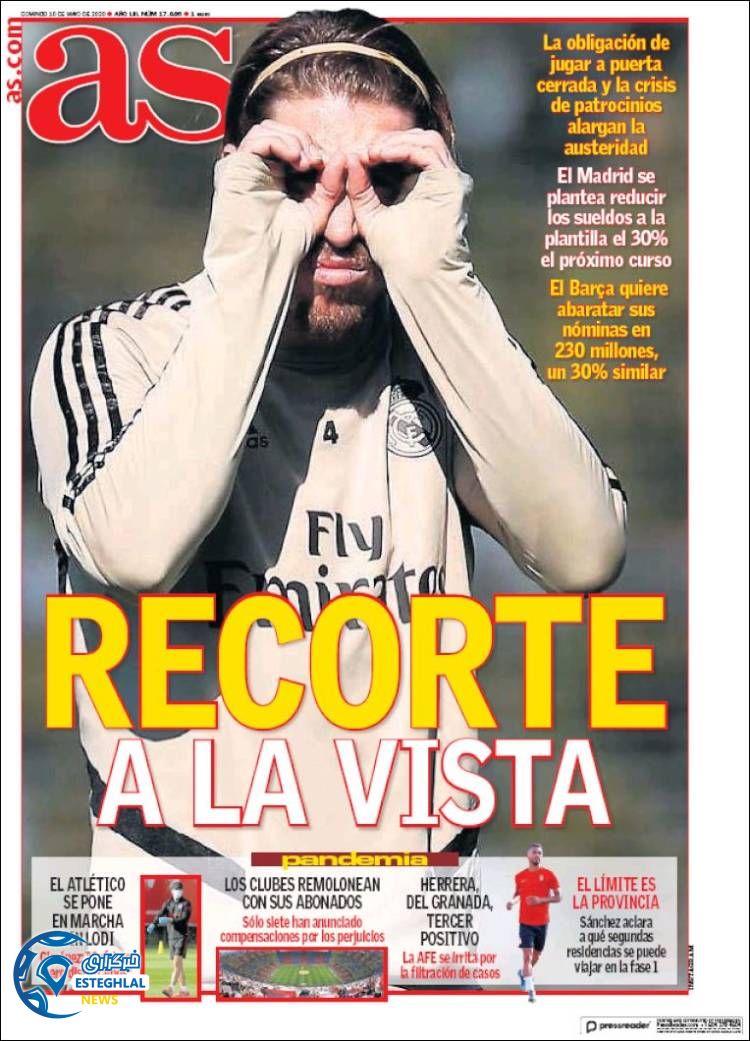 روزنامه ورزشی آاس یکشنبه 21 اردیبهشت 1399