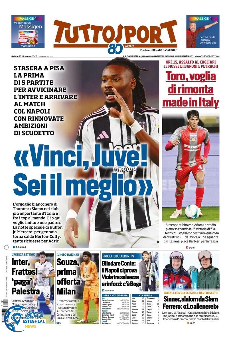 روزنامه  ورزشی توتو اسپورت  شنبه 6 دی 1404  