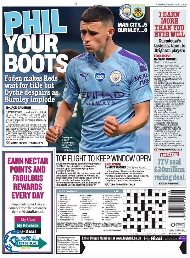 روزنامه ورزشی مایل اسپورت سه شنبه 3 تیر 1399