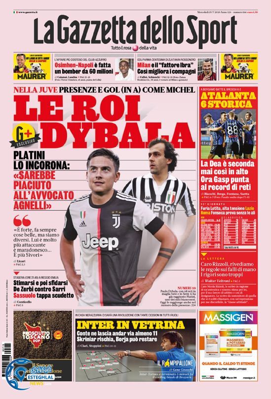 روزنامه ورزشی گاتزتا دلو اسپورت چهارشنبه 25 تیر 1399