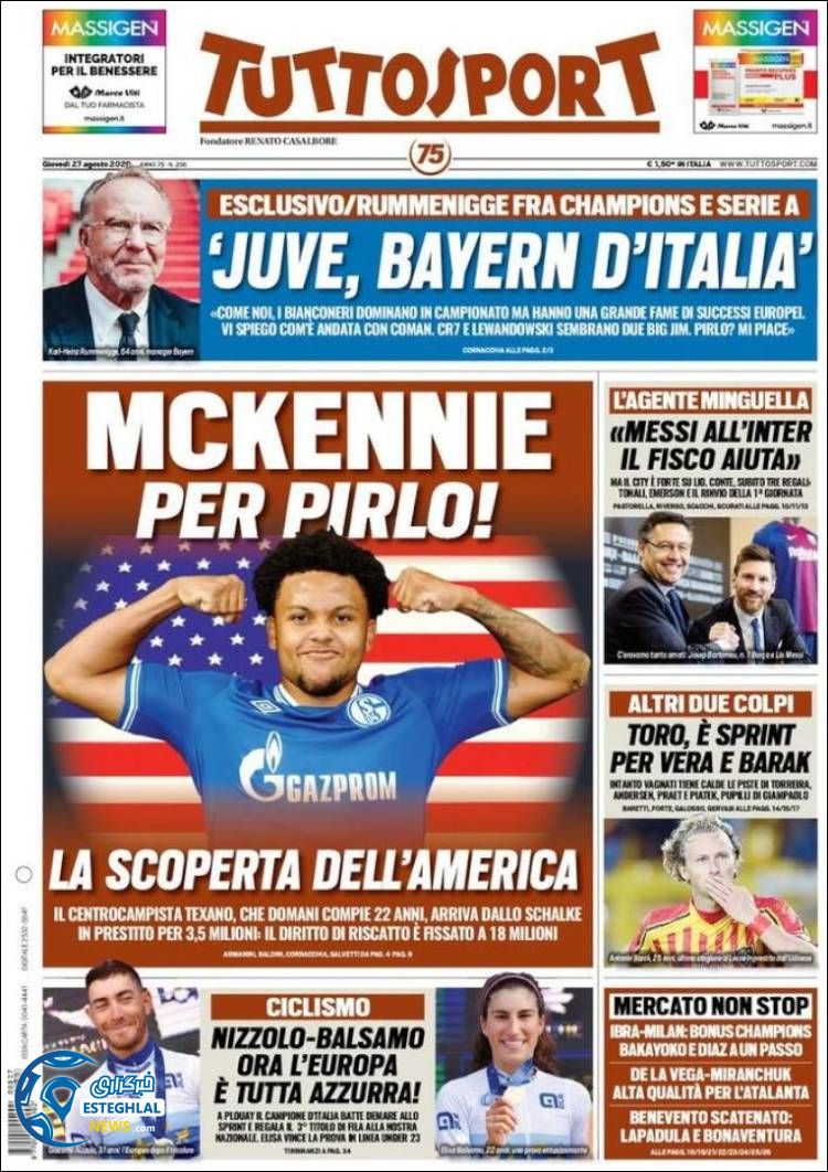 روزنامه ورزشی توتو اسپورت پنجشنبه 6 شهریور 1399