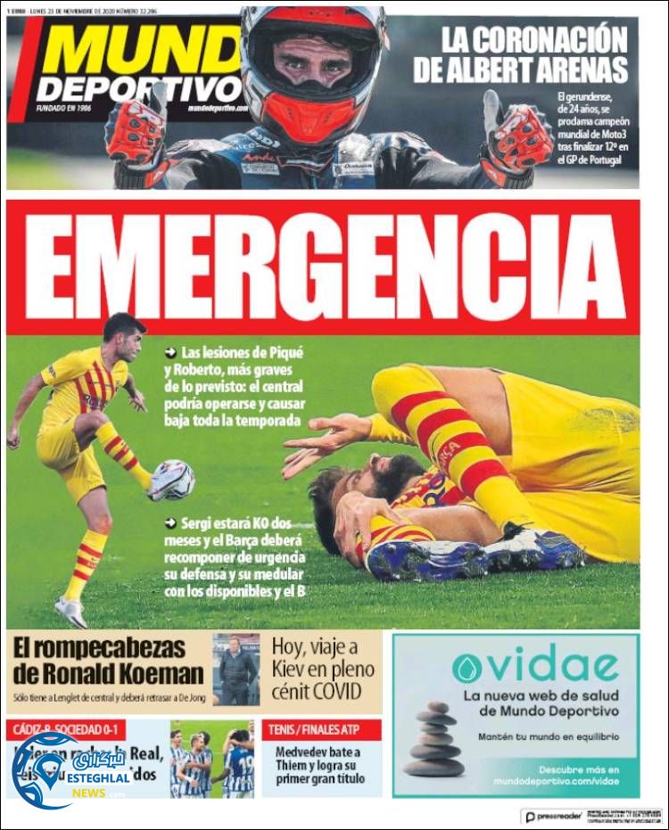 روزنامه ورزشی موندو دپورتیوو دوشنبه 3 آذر 1399