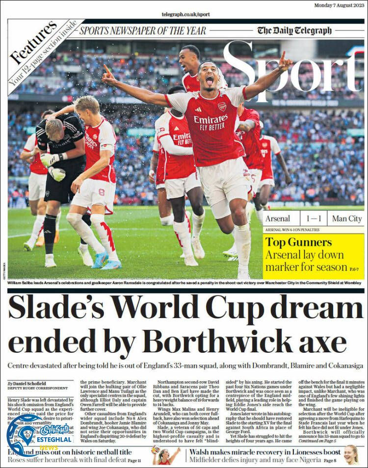 روزنامه ورزشی تلگراف اسپورت دوشنبه 16 مرداد 1402 