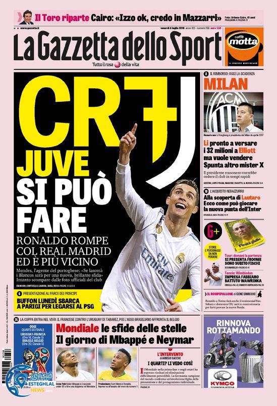 روزنامه ورزشی گاتزتا دلو اسپورت جمعه 15 تیر 1397