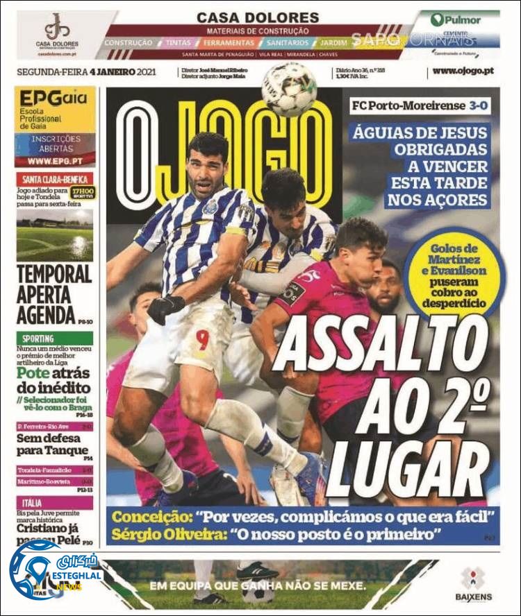 روزنامه ورزشی جوگو دوشنبه 15 دی 1399