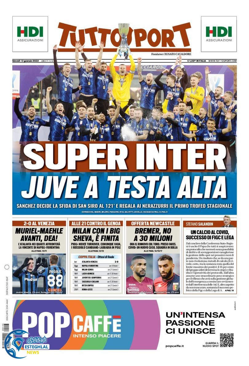 روزنامه ورزشی توتو اسپورت پنجشنبه 23 دی 1400