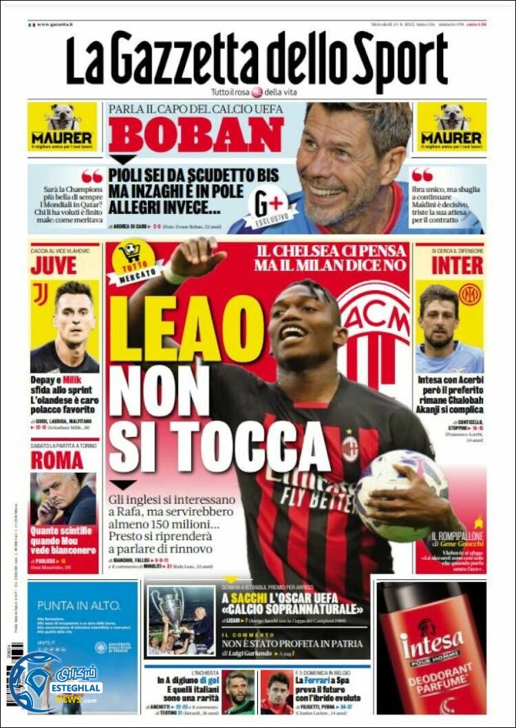 روزنامه ورزشی گاتزتا دلو اسپورت چهارشنبه 2 شهریور 1401