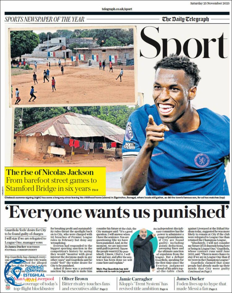 روزنامه  ورزشی  تلگراف اسپورت شنبه 4 آذر 1402 