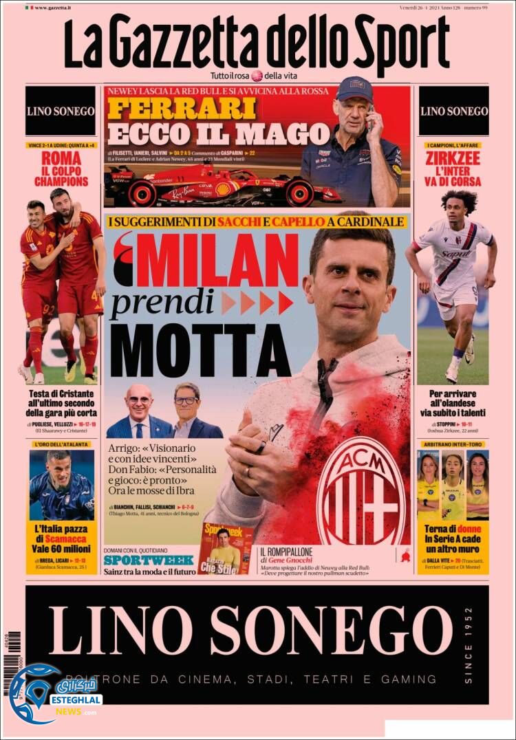 روزنامه ورزشی گاتزتا دلو اسپورت جمعه 7 اردیبهشت 1403 