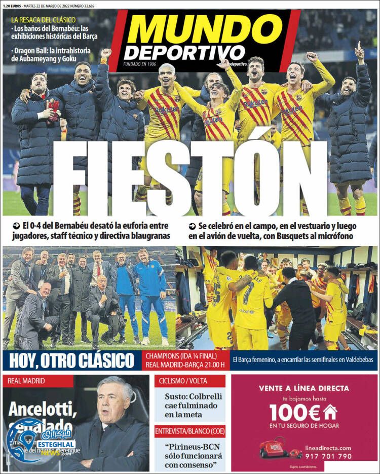 روزنامه ورزشی موندو دپورتیوو سه شنبه 2 فروردین 1401