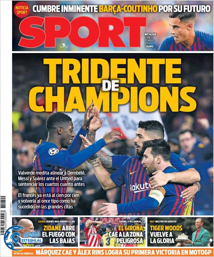 روزنامه ورزشی اسپورت دوشنبه 26 فروردین 1398