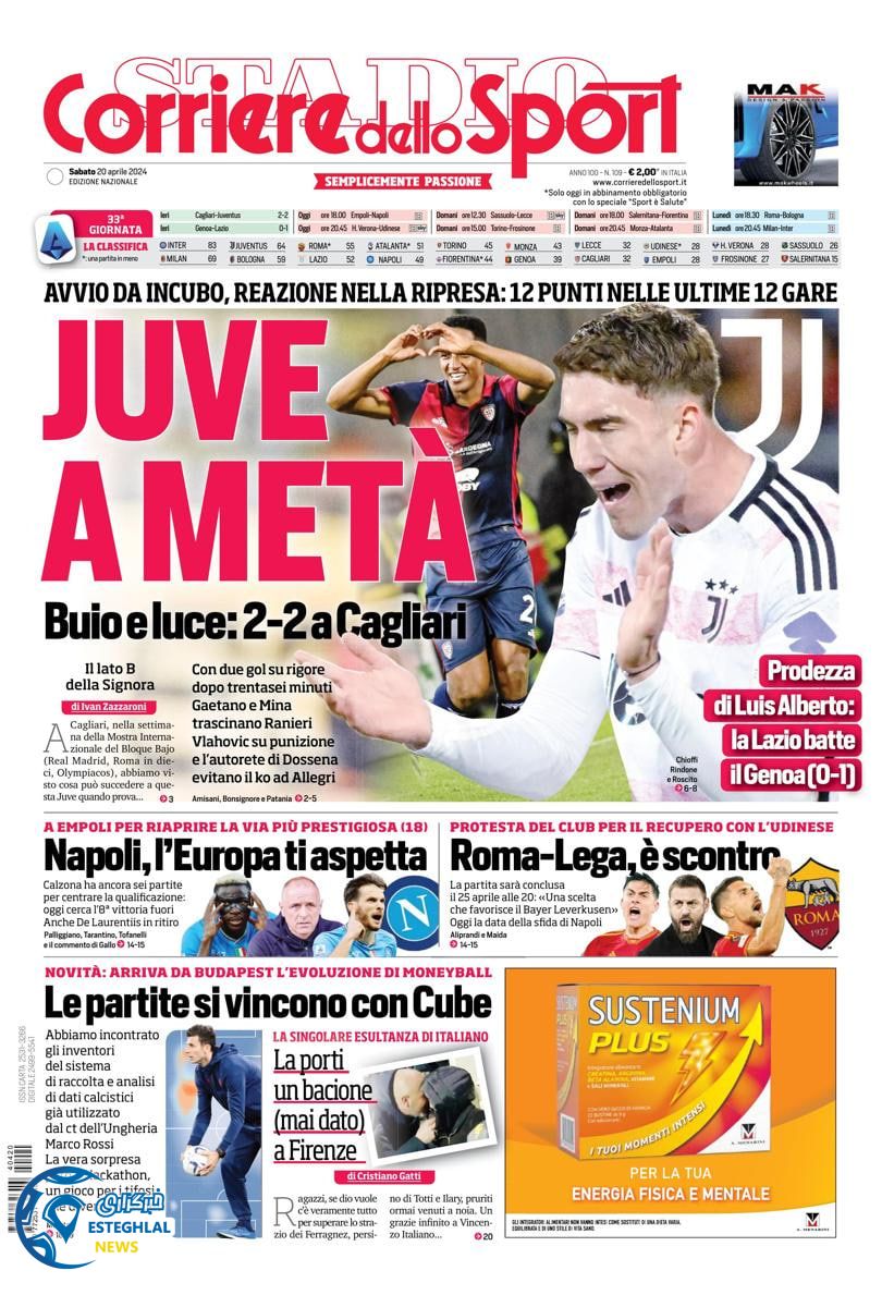 روزنامه ورزشی کوریره دلو اسپورت شنبه 1 اردیبهشت 1403 