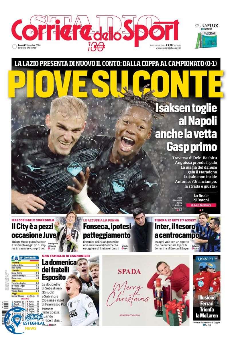 روزنامه ورزشی کوریره دلو  اسپورت دوشنبه 19 آذر 1403 