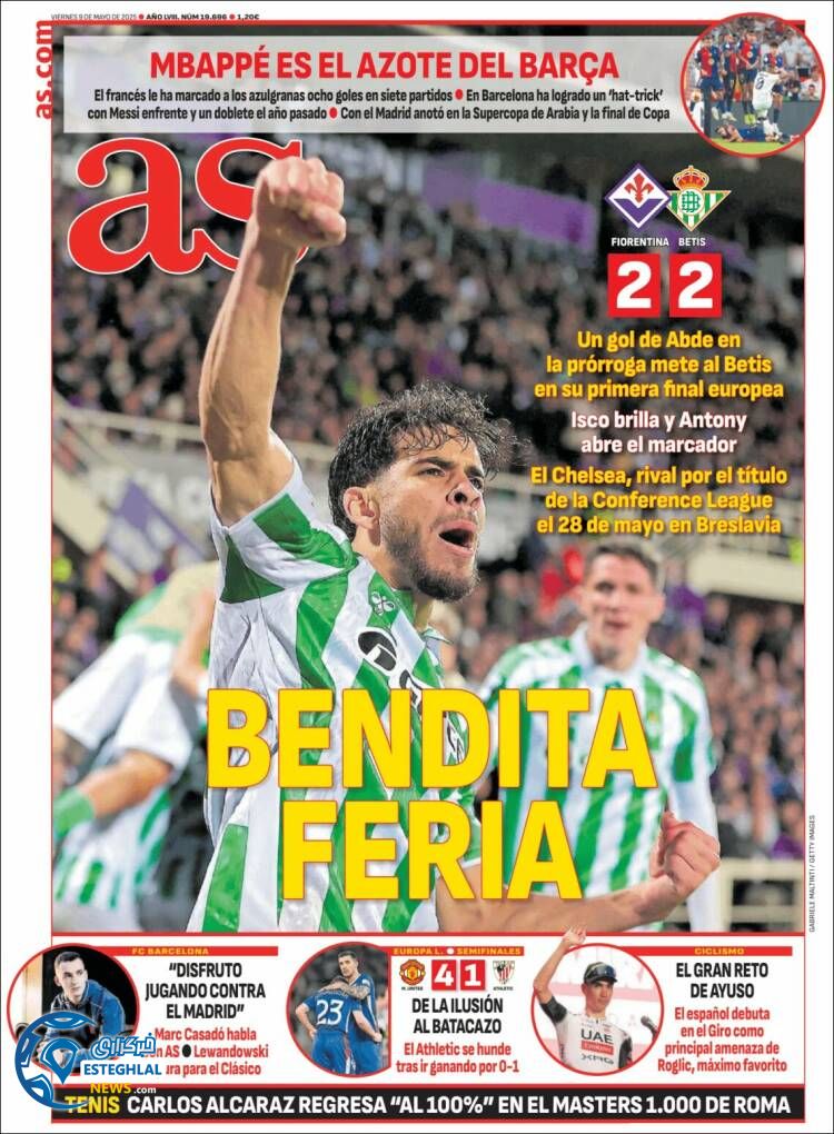 روزنامه ورزشی آ اس جمعه 19 اردیبهشت 1404 