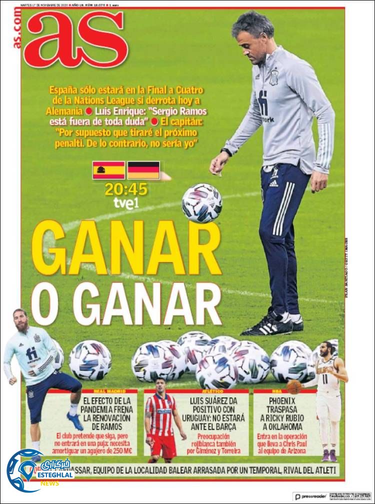 روزنامه ورزشی آاس سه شنبه 27 آبان 1399