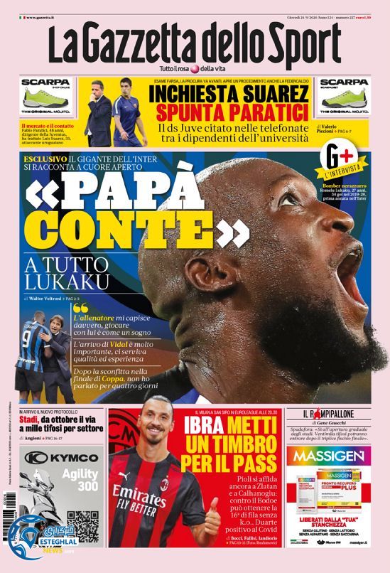 روزنامه ورزشی گاتزتا دلو اسپورت پنجشنبه 3 مهر 1399