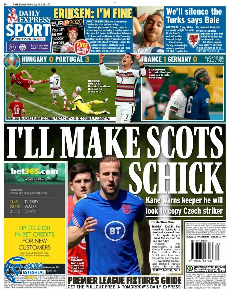 روزنامه ورزشی اکسپرس اسپورت چهارشنبه 26 خرداد 1400