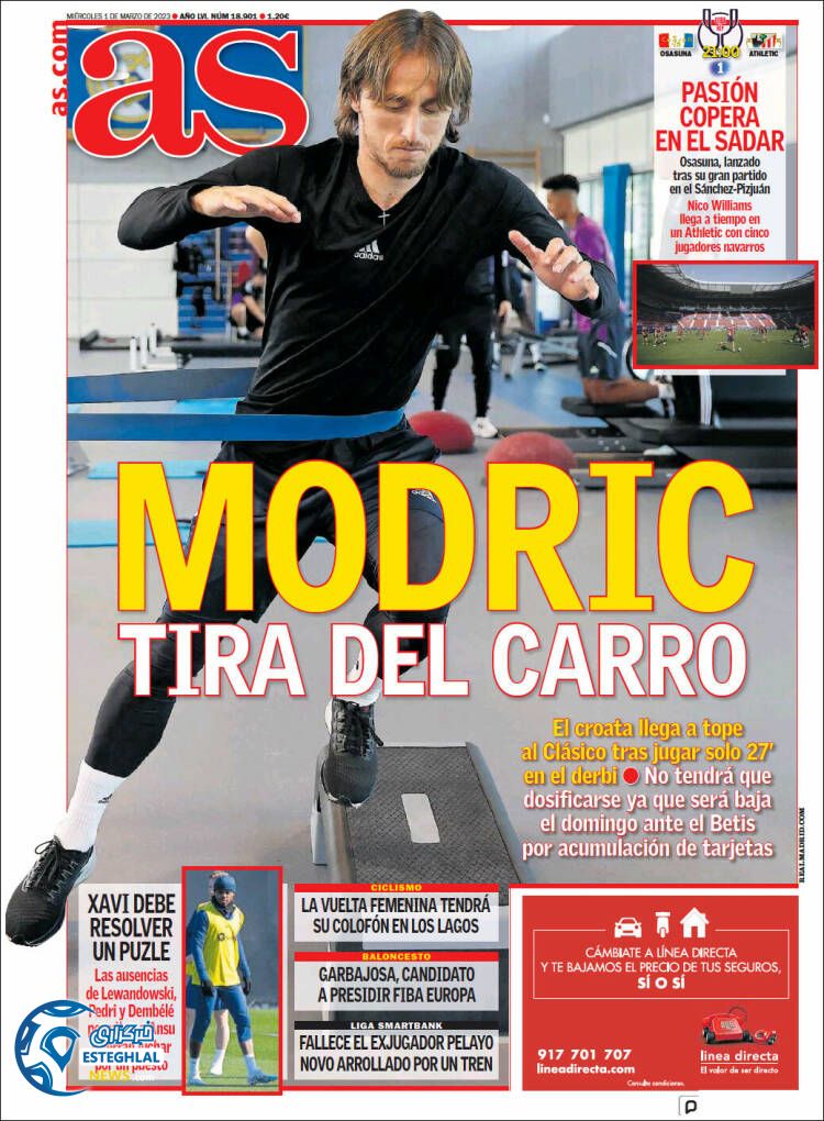 روزنامه ورزشی آ اس چهارشنبه 10 اسفند 1401 