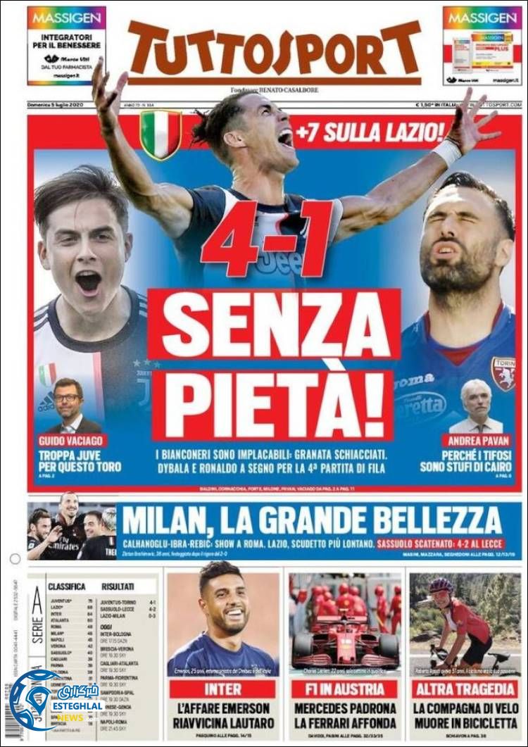 روزنامه ورزشی توتو اسپورت یکشنبه 15 تیر 1399