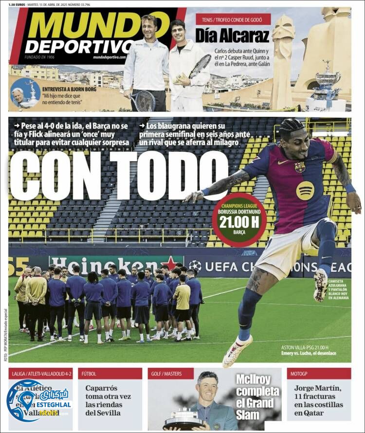 روزنامه ورزشی موندو دپورتیوو سه شنبه 26 فروردین 1404  