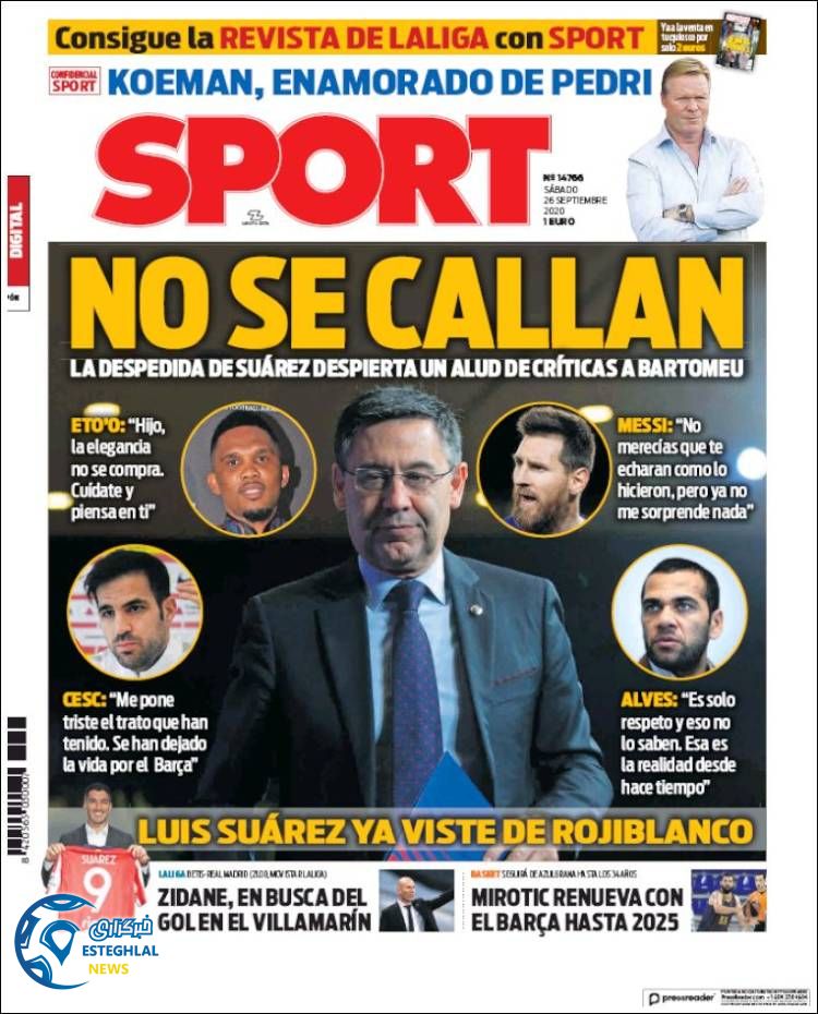 روزنامه ورزشی اسپورت شنبه 5 مهر 1399