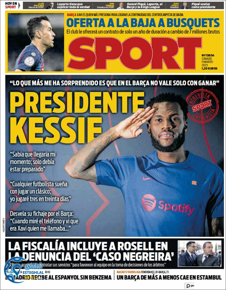 روزنامه ورزشی اسپورت شنبه 20 اسفند 1401 