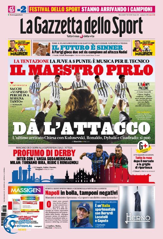 روزنامه ورزشی گاتزتا دلو اسپورت چهارشنبه 16 مهر 1399