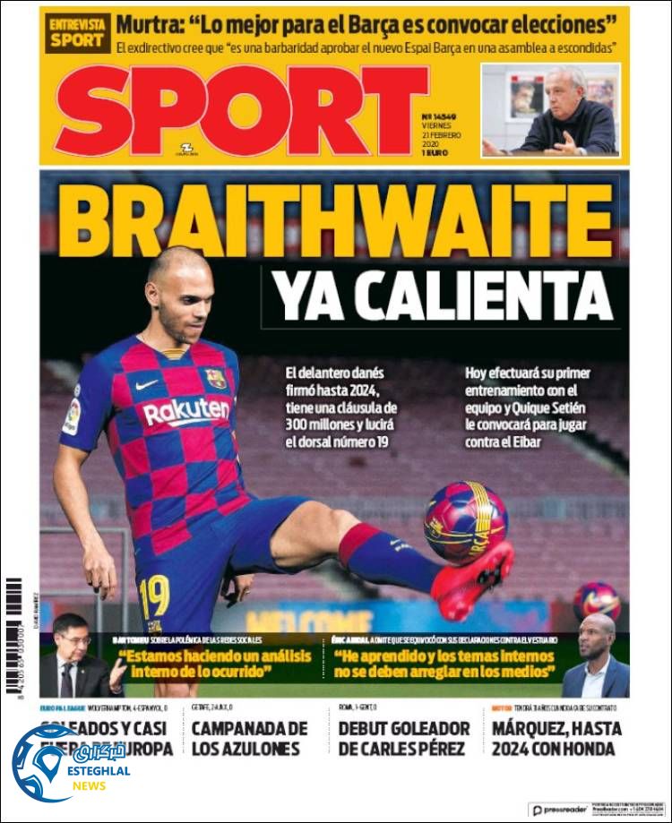 روزنامه ورزشی اسپورت جمعه 2 اسفند 1398