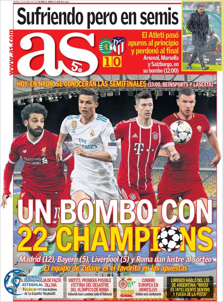 روزنامه ورزشی آ اس جمعه 24 فروردین 1397