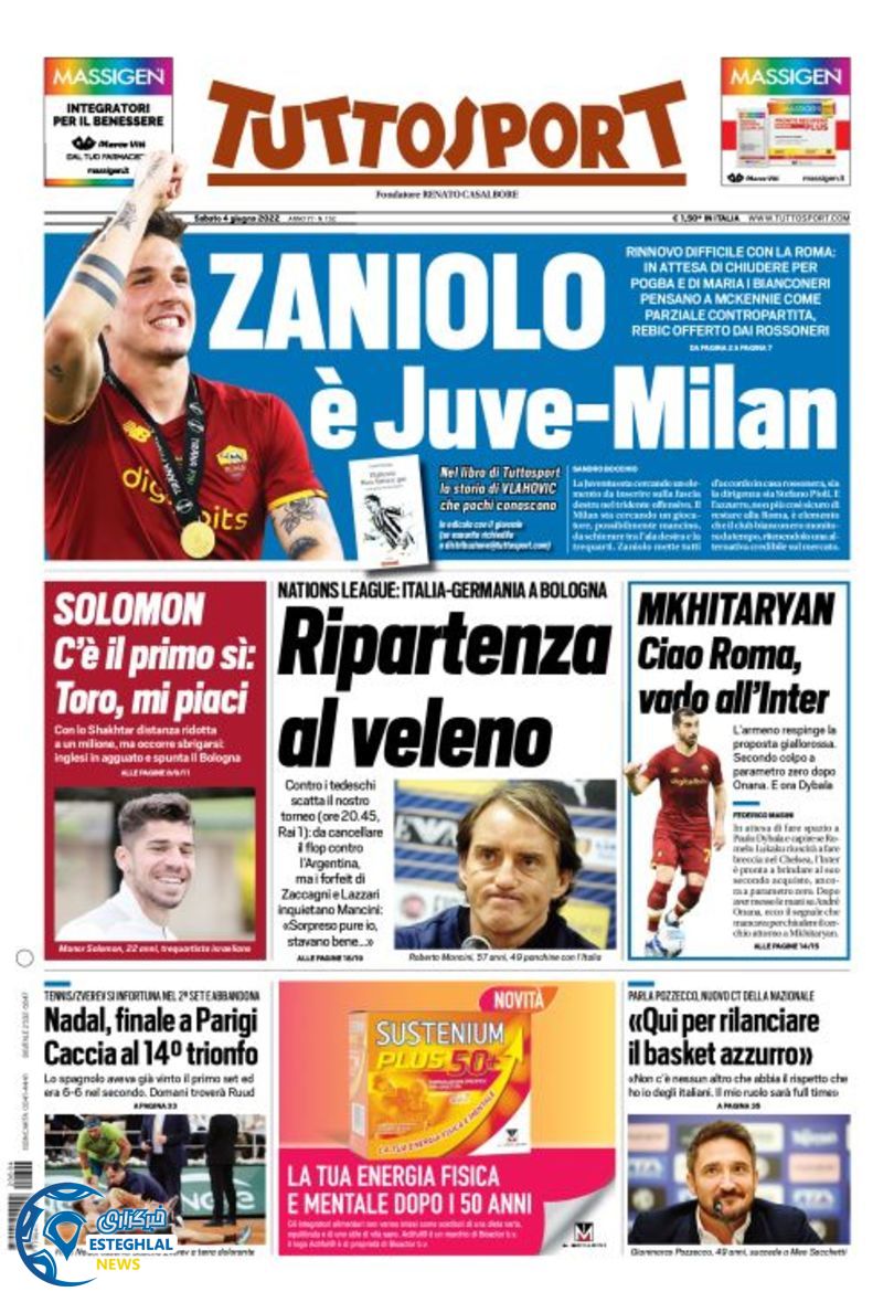 روزنامه ورزشی توتو اسپورت شنبه 14 خرداد 1401