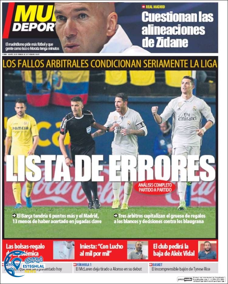 روزنامه های ورزشی جهان 10 اسفند