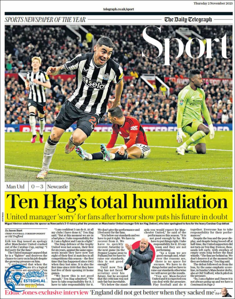 روزنامه ورزشی تلگراف اسپورت پنجشنبه 11 آبان 1402