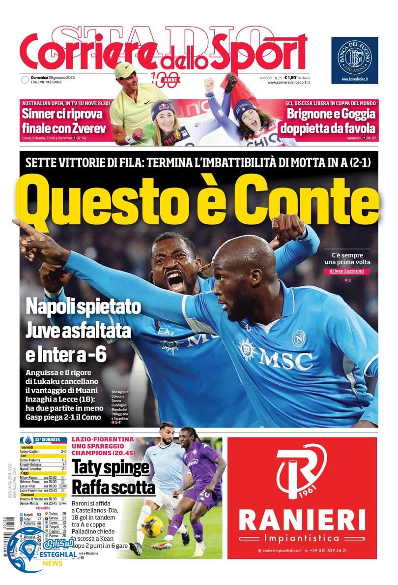 روزنامه ورزشی کوریره دلو اسپورت یکشنبه 7 بهمن 1403  