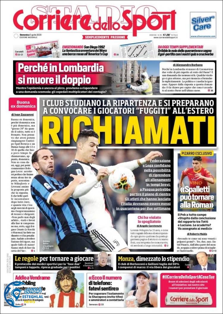 روزنامه ورزشی کوریره دلو اسپورت یکشنبه 17 فروردین 1399