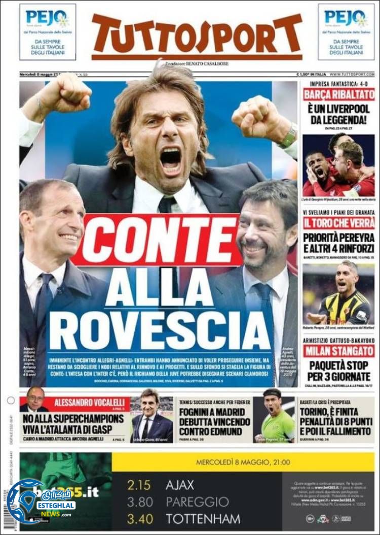 روزنامه ورزشی توتو اسپورت چهارشنبه 18 اردیبهشت 1398