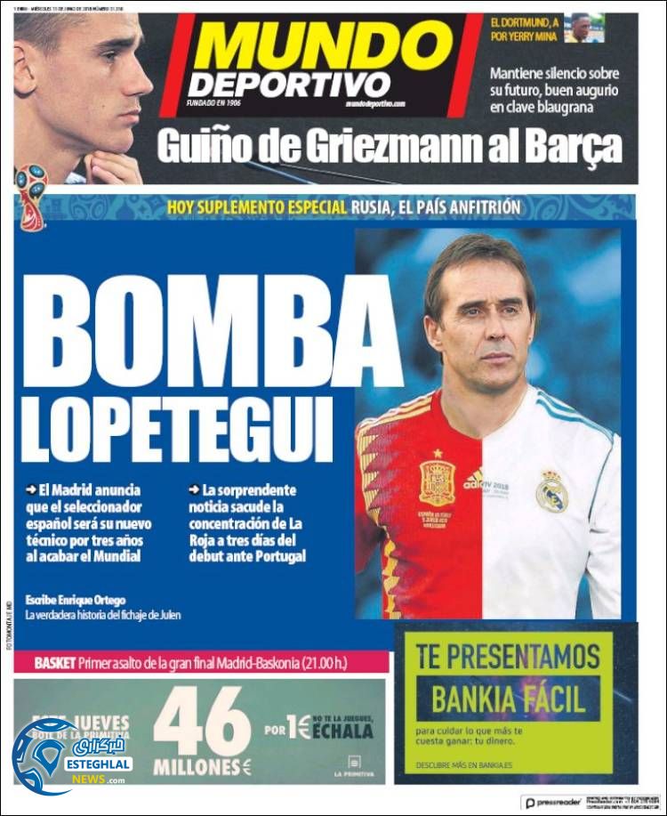 روزنامه ورزشی موندو دپورتیوو چهارشنبه 23 خرداد 1397