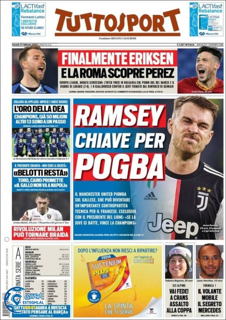 روزنامه ورزشی توتو اسپورت جمعه 2 اسفند 1398