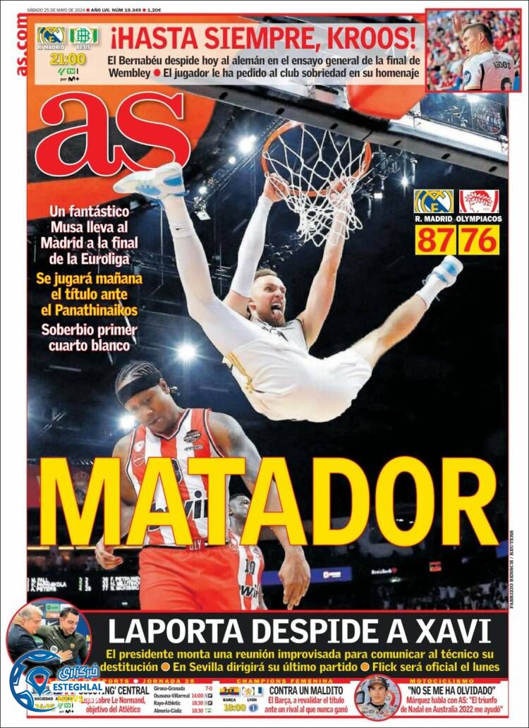 روزنامه  ورزشی آ اس شنبه 5 خرداد 1403 