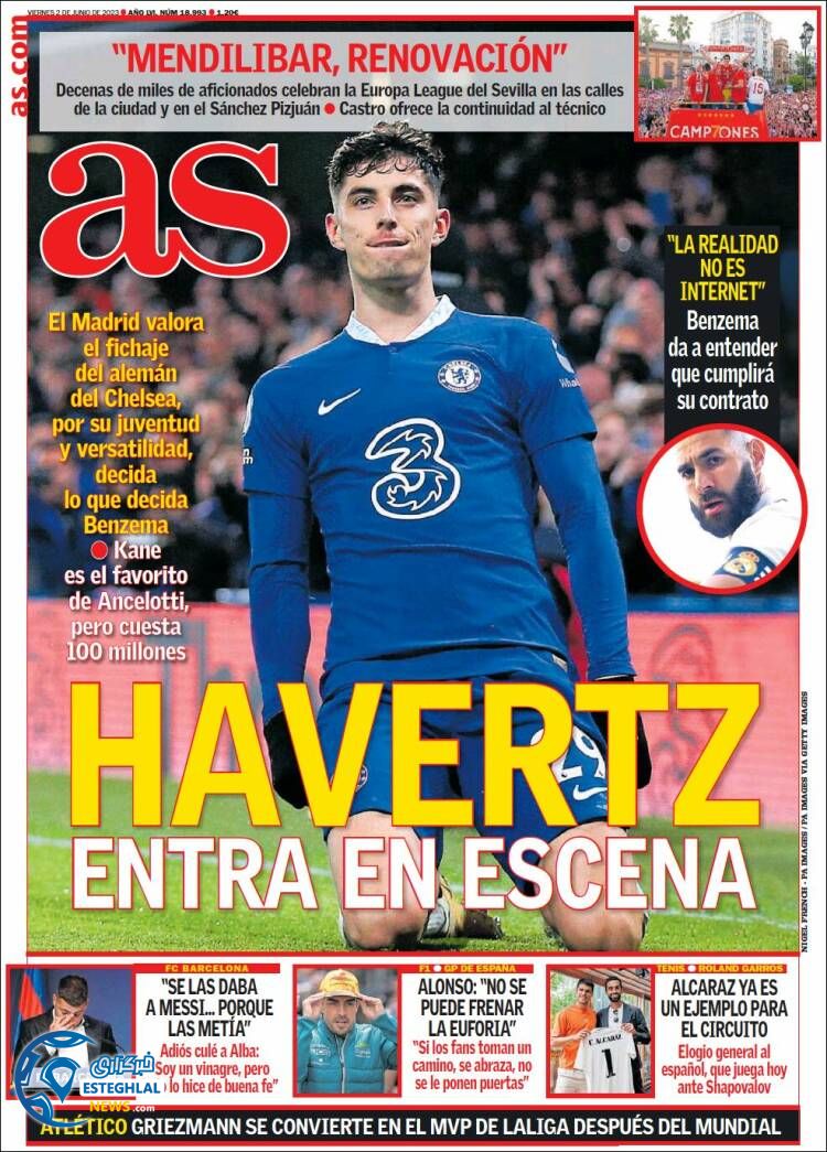 روزنامه ورزشی آ اس جمعه 12 خرداد 1402 