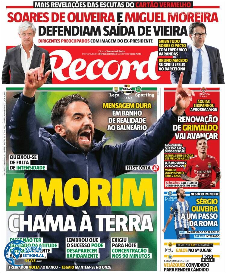 روزنامه ورزشی رکورد سه شنبه 21 دی 1400