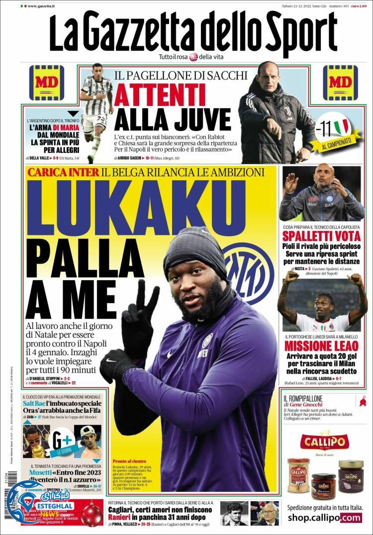 روزنامه ورزشی گانزنا دلو اسپورت شنبه 3 دی 1401 