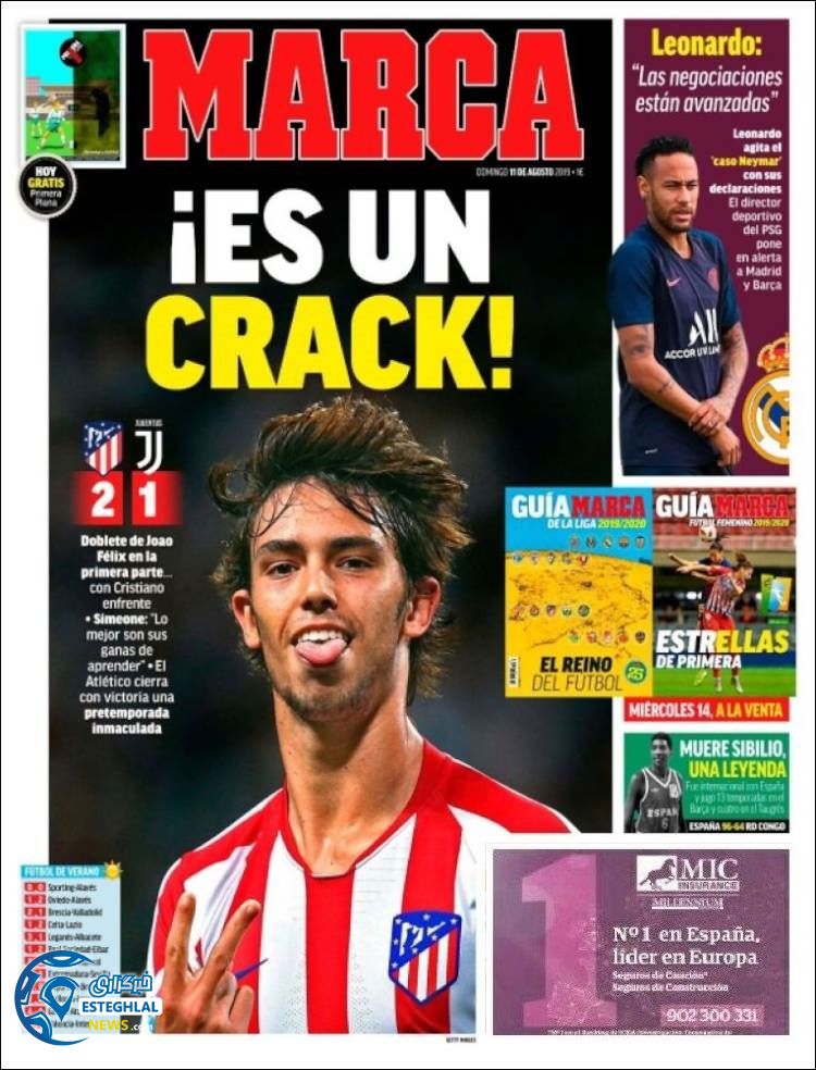 روزنامه ورزشی مارکا یکشنبه 20 مرداد 1398