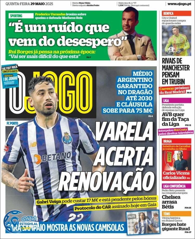 روزنامه ورزشی اوجوگو پنجشنبه 8 خرداد 1404 